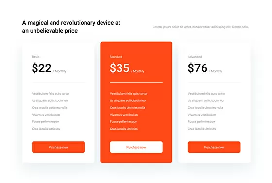 Pricing Table Light PTL-01