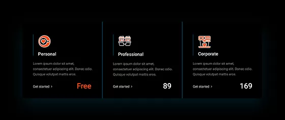 Pricing Table Dark PTD-PRO-106