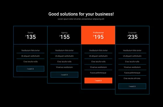 Pricing Table Dark PTD-03