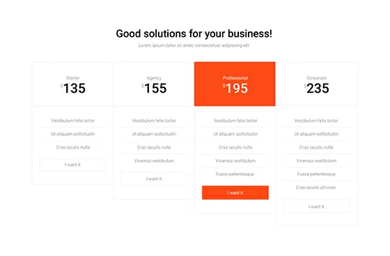 Pricing Table Light PTL-03