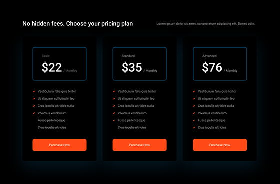 Pricing Table Dark PTD-02