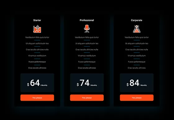 Pricing Table Dark PTD-PRO-104