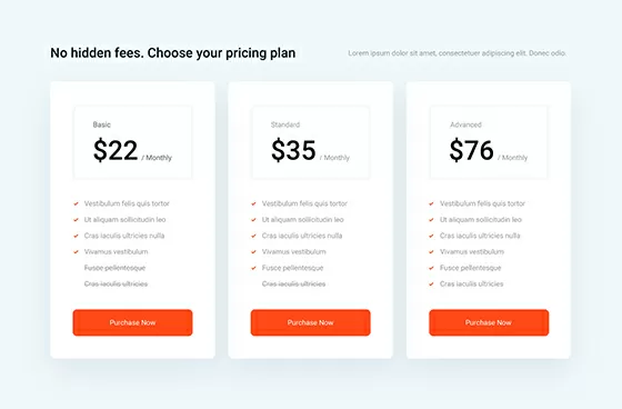 Pricing Table Light PTL-02