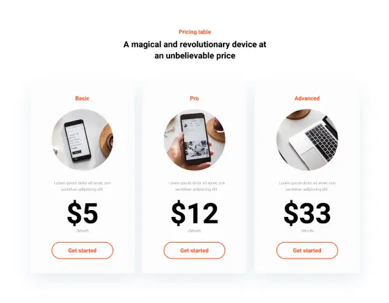 Pricing Table Light PTL-PRO-01