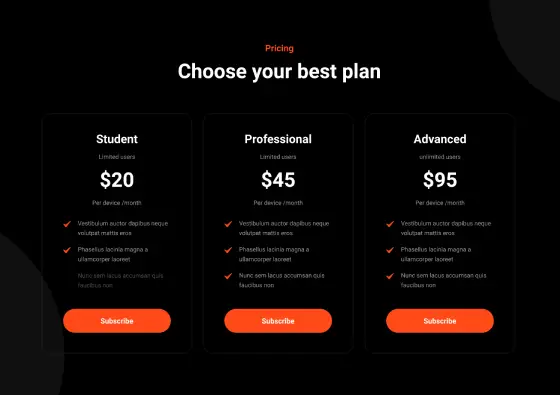 Pricing Table Dark PTD-PRO-07