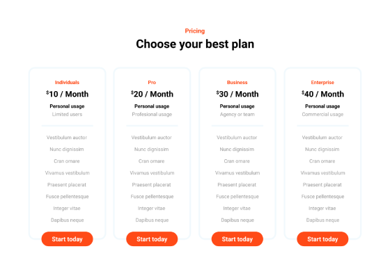 Pricing Table Light PTL-PRO-09